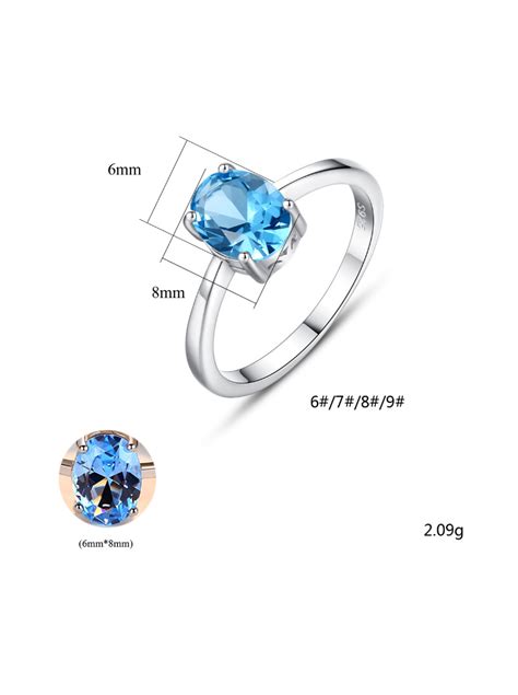 Sterling Silver Sky Blue Semi Precious Stones Minimalist Ring 1000030915