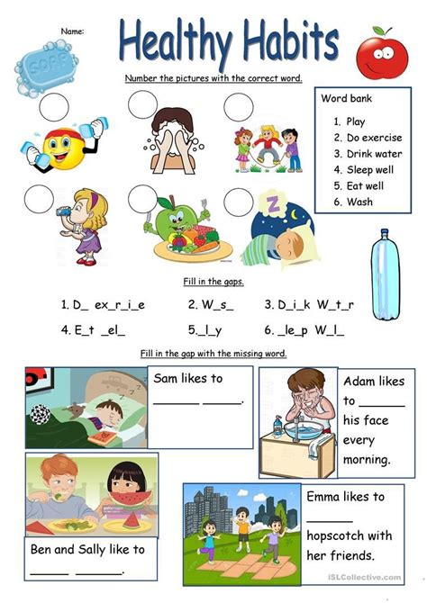 1st Grade Health Worksheet