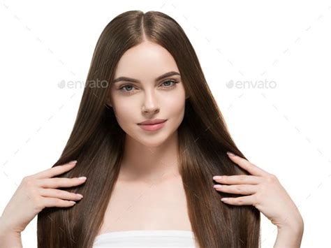Woman With Long Smooth Hair Beautiful Hairstyle Fashion Make Up Long