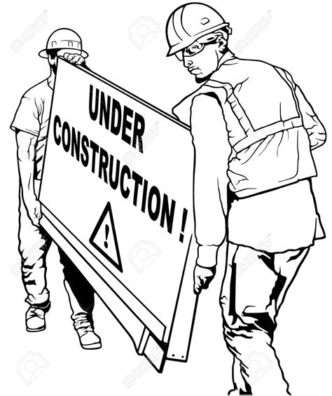 Construction Worker Clip Art Black And White