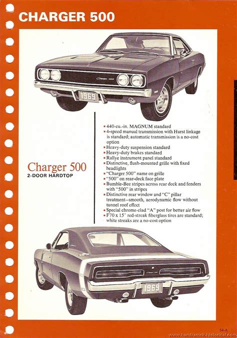 The 1970 Hamtramck Registry 1969 Dodge Dealership Data Book Charger