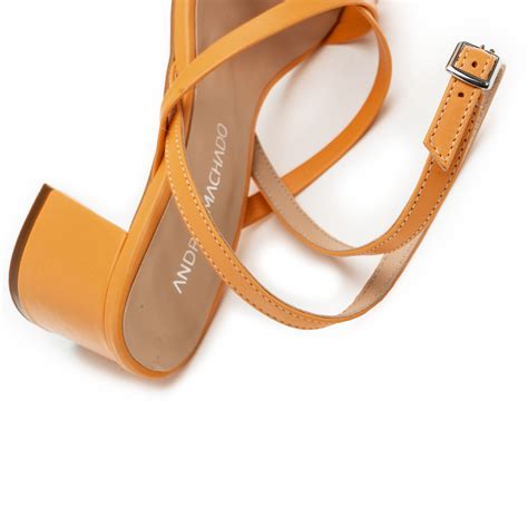 Square Toe Sandals In Orange Leather Exclusive Leather Collection