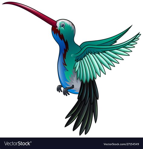 Beautiful A Wild Hummingbird Flying Cartoon Vector Image