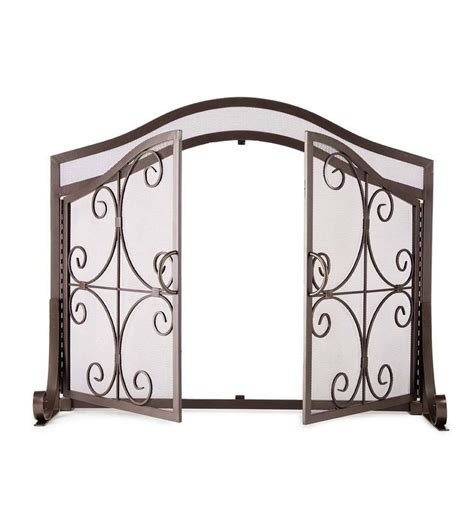 Plow And Hearth Large Crest Fireplace Screen With Doors Solid Wrought