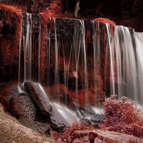 Red Surreal Waterfall Photograph By Sandra Rugina Fine Art America