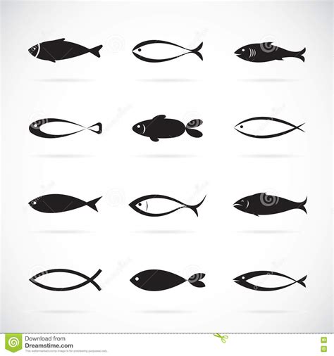 Set Of Vector Fish Icons On White Background Stock Vector