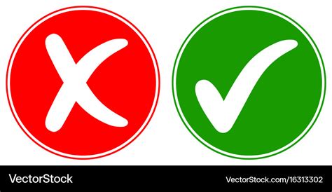 Icons Check Mark Tick And Cross Cancel Royalty Free Vector