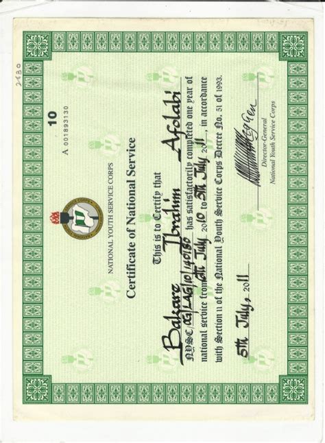 Nysc Certificate
