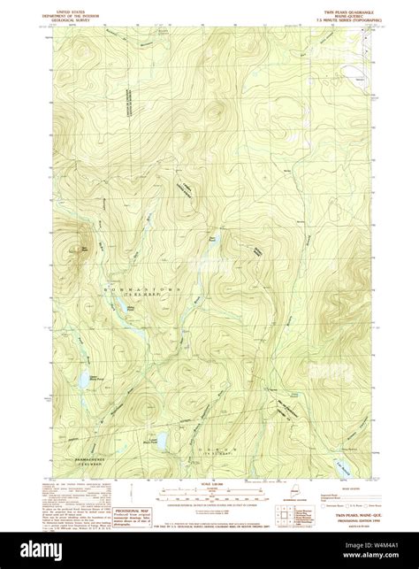 Maine Usgs Historical Map Twin Peaks 103049 1990 24000 Restoration