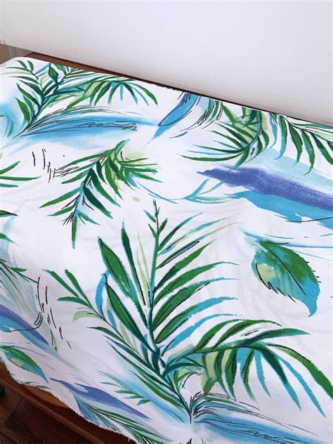 56w X 46l Vintage Fabric Tropical Palm Leaves Etsy Vintage Fabric
