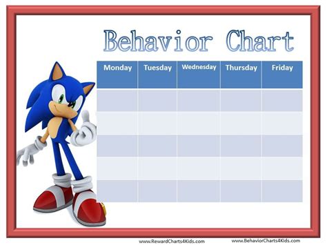 Sonic Behavior Chart Behaviour Chart Sticker Chart Free Printable