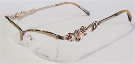 New Authentic Judith Leiber Gold Red Rhinestones Titanium Eyeglass Frame 1615 Titanium