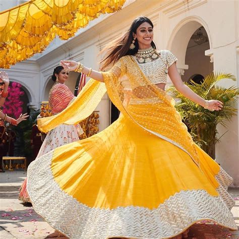 10 X Yellow Haldi And Mehndi Lehengas Vadhudreams Indian Dresses Lehenga Designs Bridal