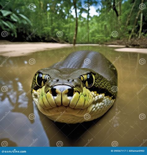 AI Images - Giant Anaconda in Amazon Forest Stock Illustration