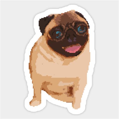 A Sitting Pug Dog Pixel Art Pixel Sticker Teepublic