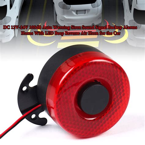 Dc 12v 24v 105db Auto Warning Siren Sound Signal Backup Alarms Horns With Led Beep Reverse Air