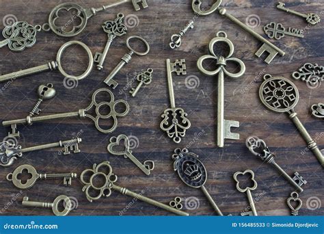 Vintage Keys On Rustic Wooden Background Stock Image Image Of Safety