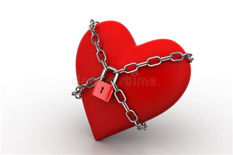 Red Heart Locked With Chain Love Concept Stock Illustration