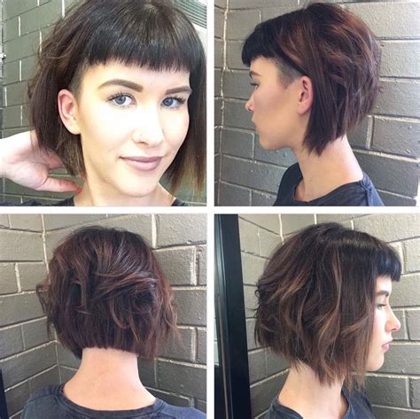 Messy Textured Curly Bob With Micro Bangs On Brunette Hair The Latest