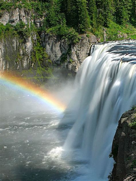 Waterfall And Rainbow Waterfall Rainbow Waterfall Landscape