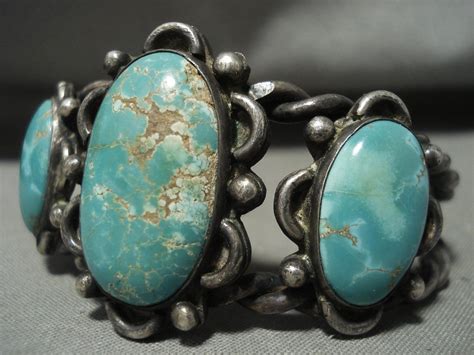Rare Early 8 Turquoise Vintage Navajo Native American Jewelry Silver