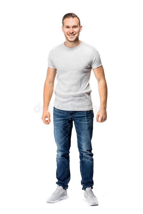 Handsome Man In White T Shirt Full Body Stock Photo Image Of Casual