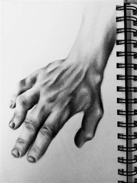 Charcoal Hand Drawing Focusing On Vein Prominence And Contrast