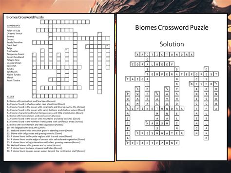 Biomes Crossword Puzzle Worksheet Activity Teaching Resources