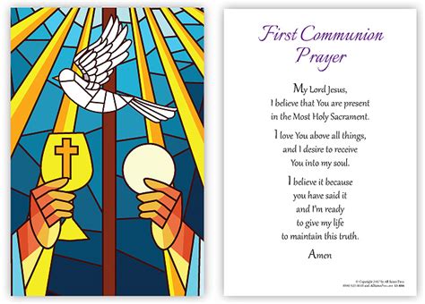 First Communion Prayer Card