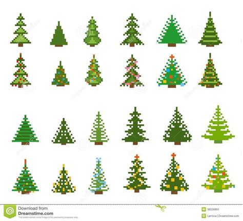 Set Of Pixel Art For Christmas Tree Download From Over 55 Million