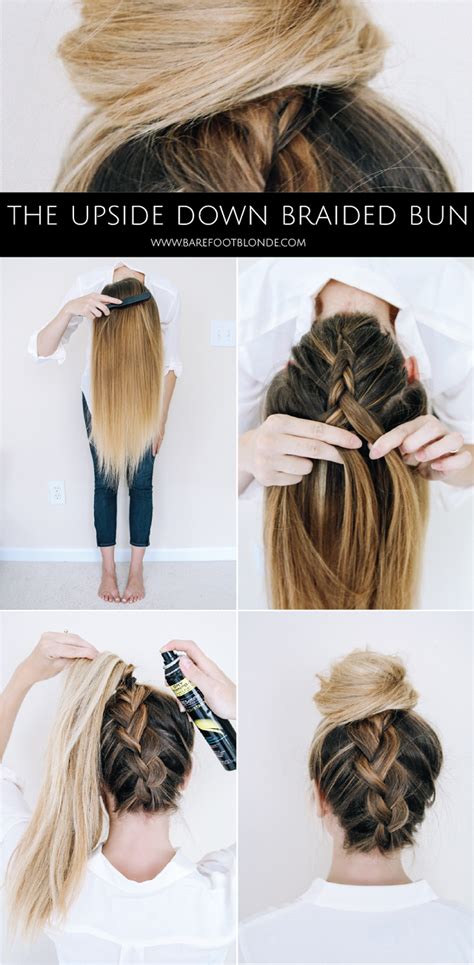 upside down braided bun diy hairstyle tutorial alldaychic