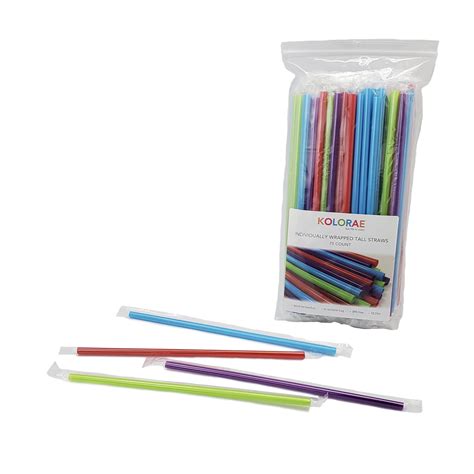 Kolorae Individually Wrapped Tall Straws 75 Count 1025 Extra Long