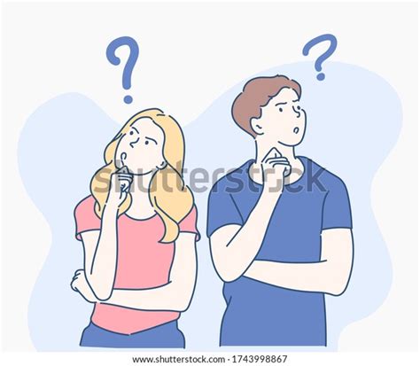 Men Women Thinking About Something Find Stock Vector Royalty Free 1743998867 Shutterstock