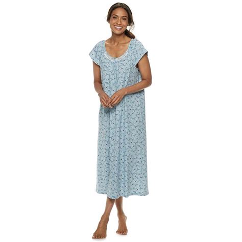 Womens Croft And Barrow® Printed Lace Nightgown