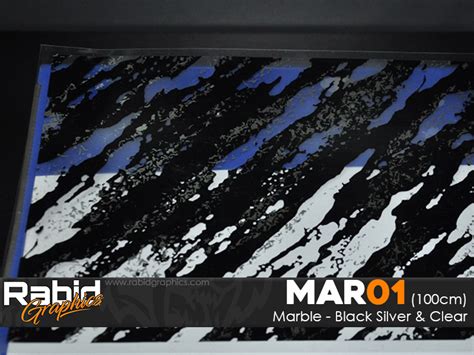 Marble Black Clear And Silver Hydrographics Film 100cm Rabid