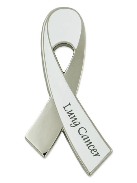 Pinmarts White Lung Cancer Awareness Ribbon Enamel Lapel Pin