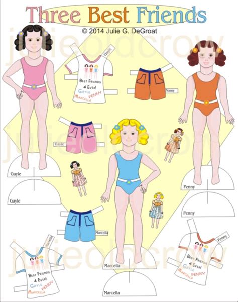 Paperdolls Three Best Friends And Lots Of Outfits For These Etsy