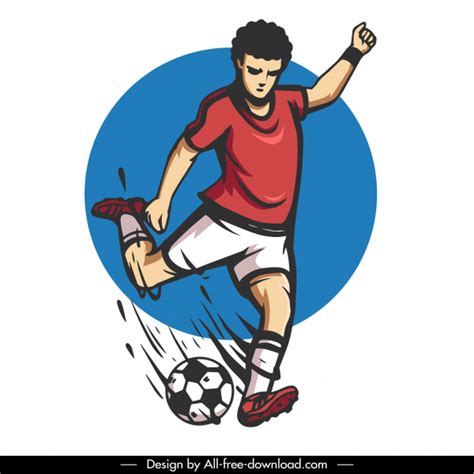 Soccer Player Icon Dynamic Design Cartoon Character Sketch Vector Icon