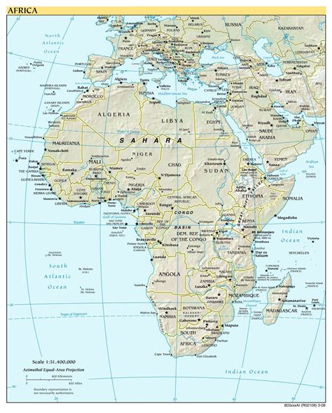 Large Detailed Political Map Of Africa With Relief And Capitals 2008