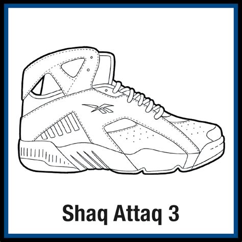 Reebok Shaq Attaq 3 Sneaker Coloring Pages Created By Kicksart