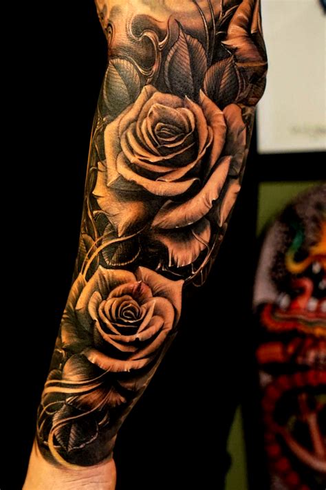 Mens Rose Sleeve Tattoo Body Tattoo Art