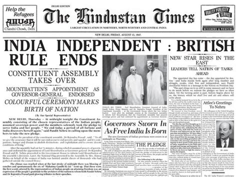 Independence Day Newspaper Clippings Around Aug 15 1947 India Hindustan Times