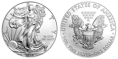 1993 S American Silver Eagle Bullion Coin Bullion No Mint Mark Type 1