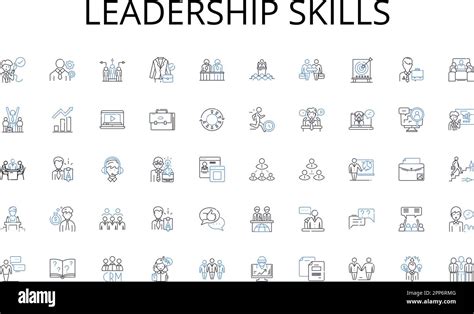 Leadership Skills Line Icons Collection Boss Executive Director
