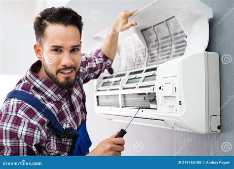 Repairer Repairing Air Conditioner Stock Photo Image Of Manual