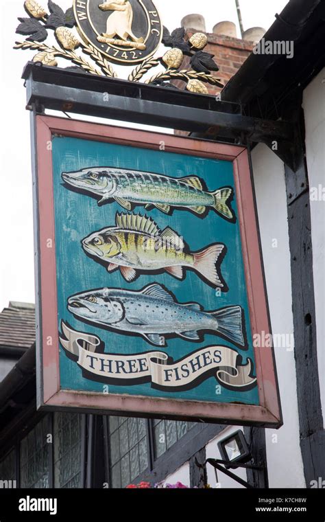 Three Fishes Pub Sign Shrewsbury England Uk Stock Photo Alamy