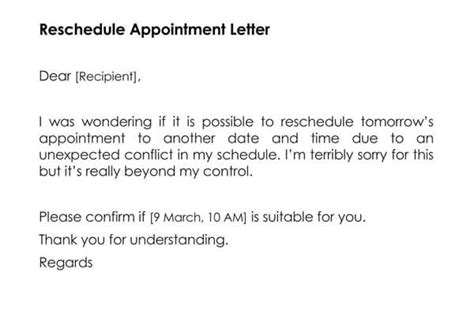 Reschedule Appointment Letter Sample Letters And Te Vrogue Co