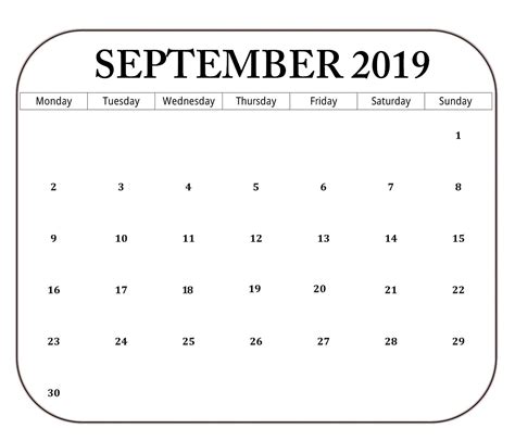 Editable September 2019 Calendar Word Roman Calendar Calendar Word