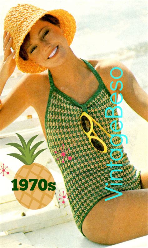 Checkered Bathing Suit Knitting Pattern • Digital Pattern • Pdf • 1970s