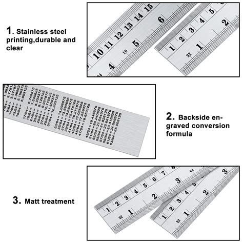 Rules Eboot Stainless Steel Ruler 12 Inch And 6 Inch Metal Rule Kit